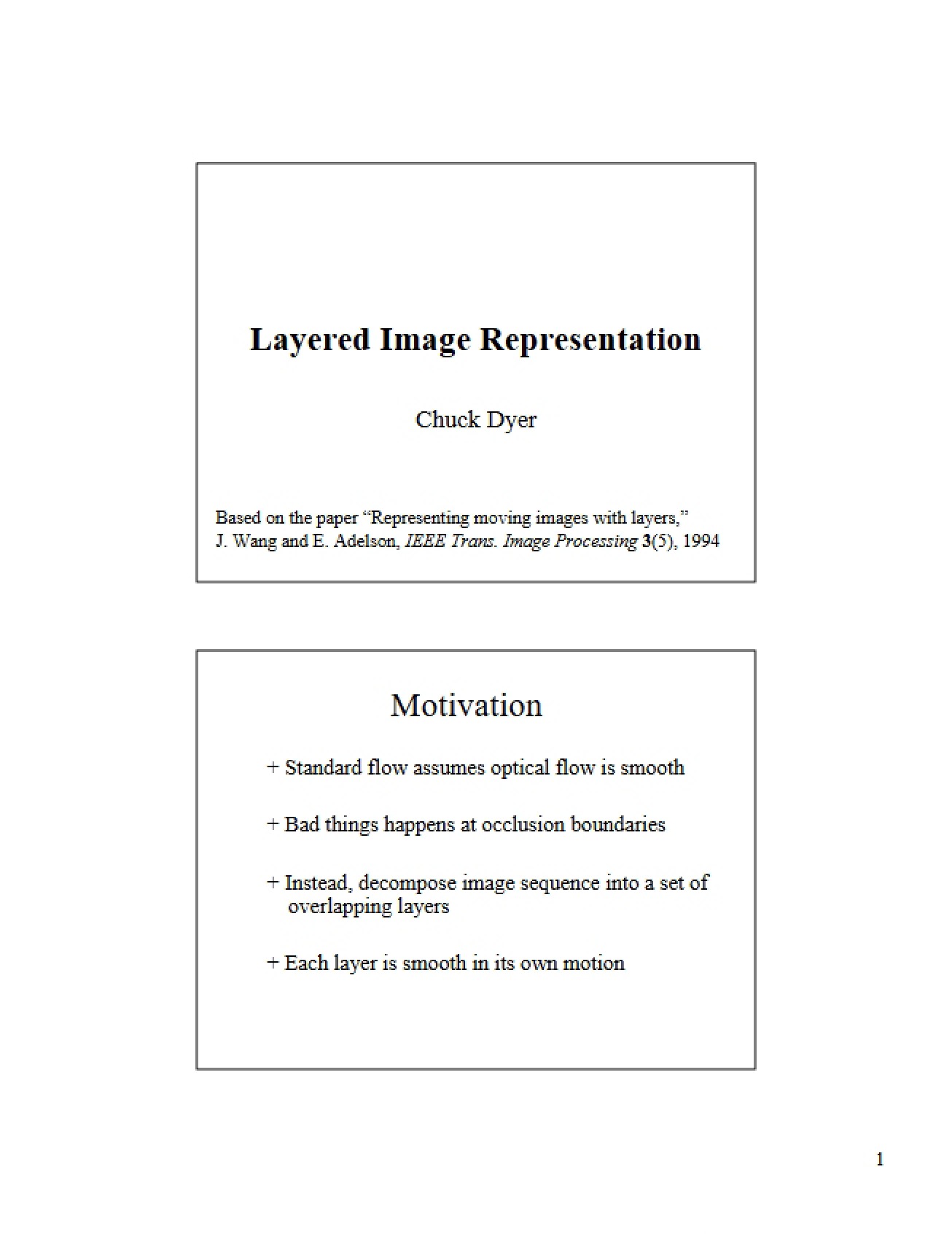 Representation of Layered Images