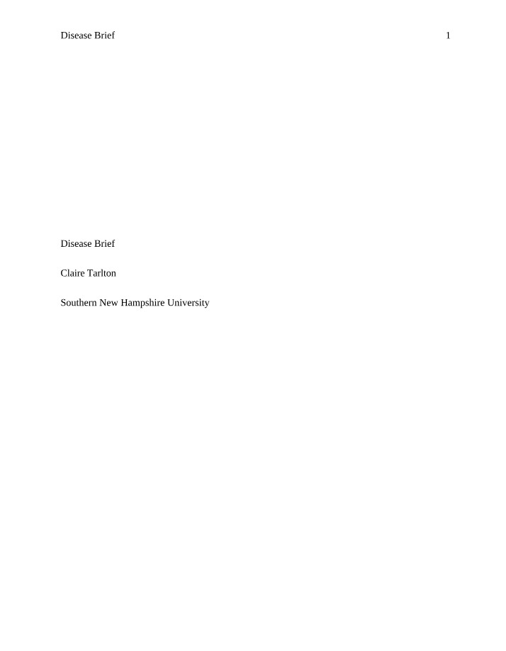 PHE320 - Disease Brief