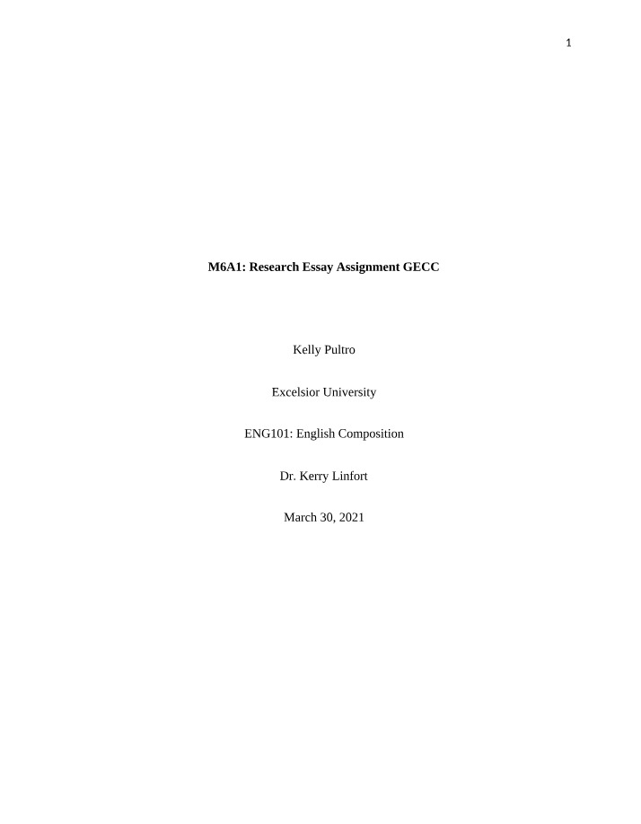 Research Essay Assignment for GECC