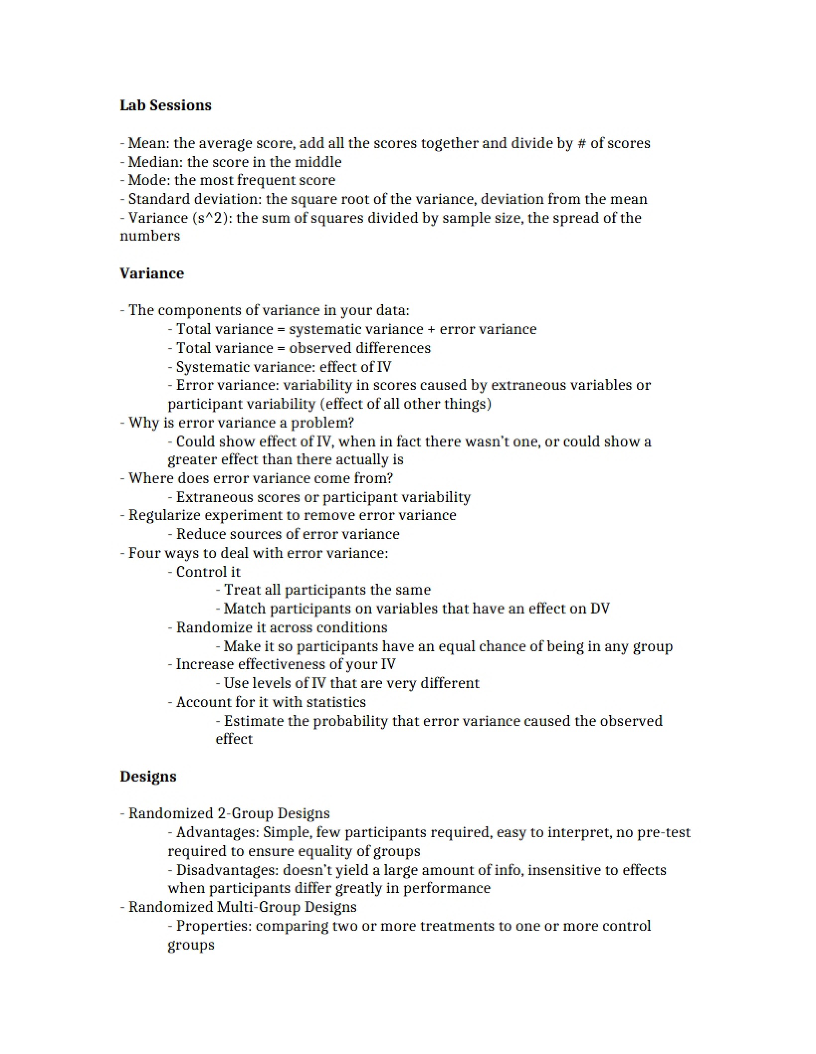 Research Methods Lecture Notes
