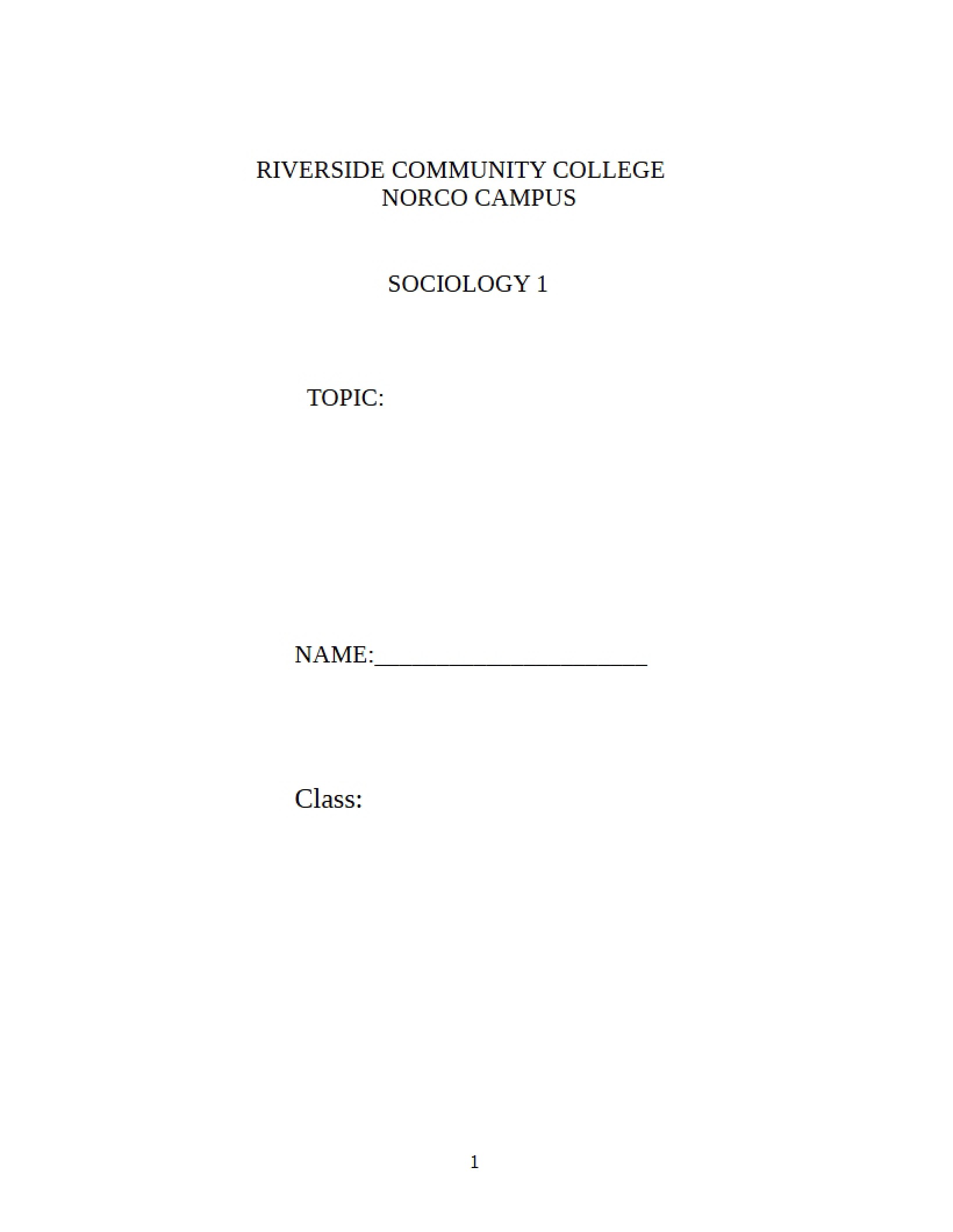 Sociology Student Project - SOC 1