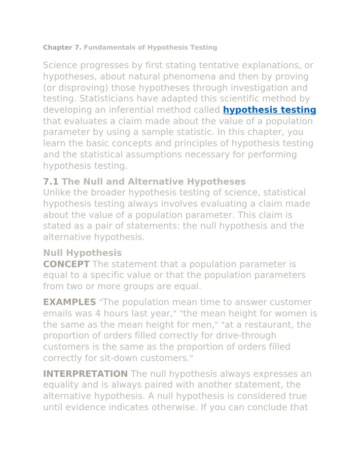 Hypothesis Testing - Null and Alternative Fundamentals