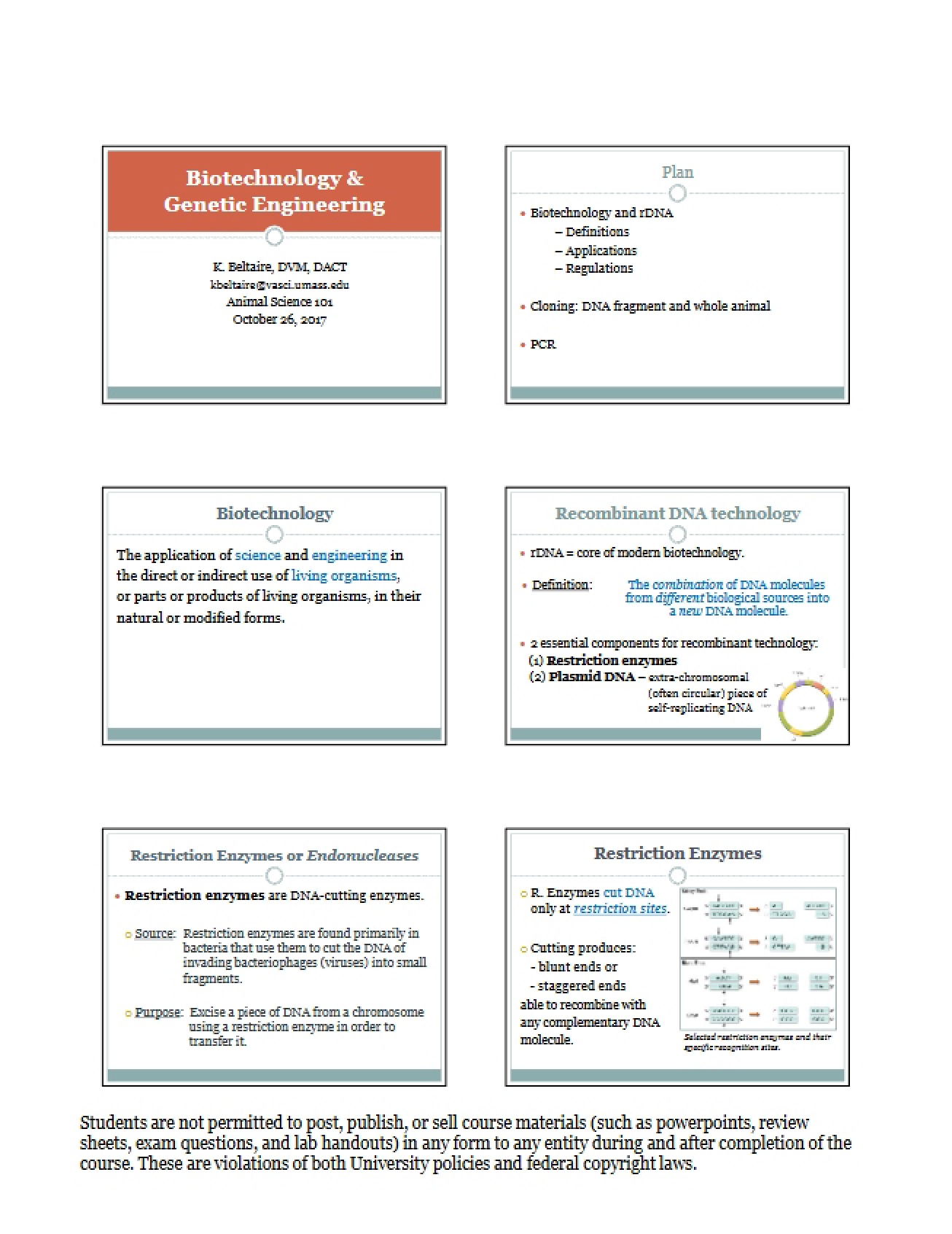 Biotechnology Lecture Materials (Posted)