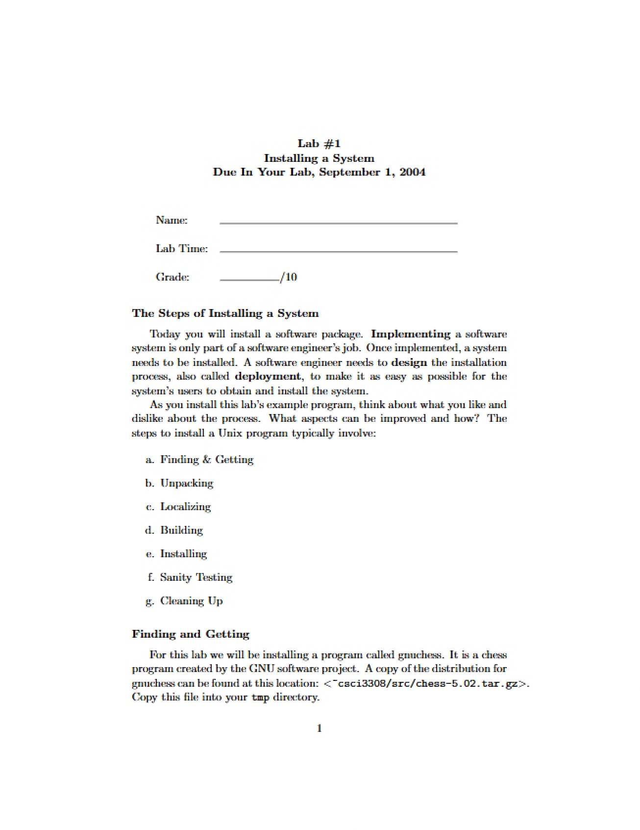 First Lab for Software Engineering