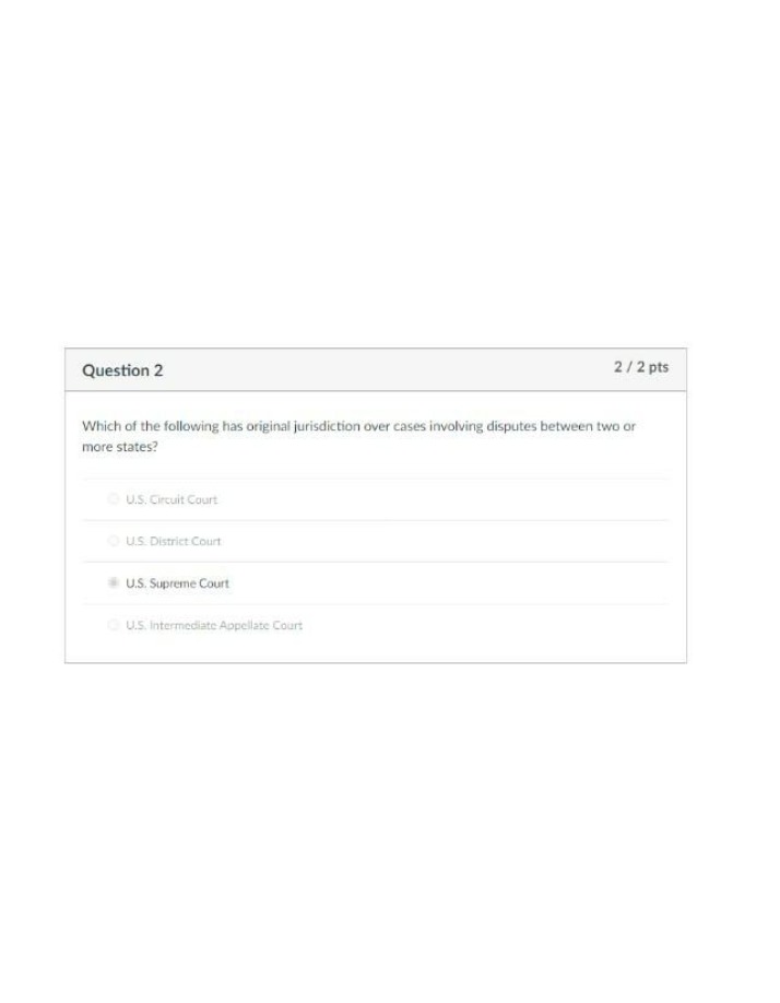 Quiz on Original Jurisdiction in State Disputes