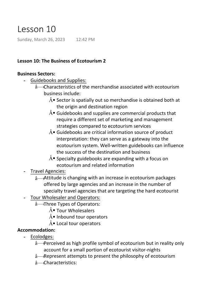 ENVIRONMEN ES295 - Lesson 10