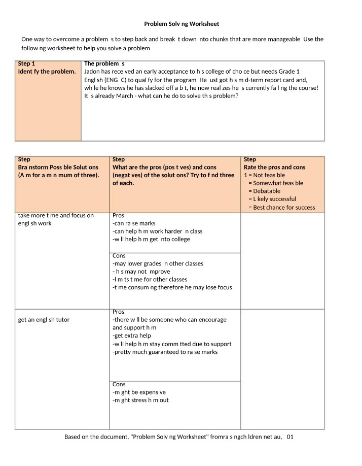Problem Solving Strategies for Success in College