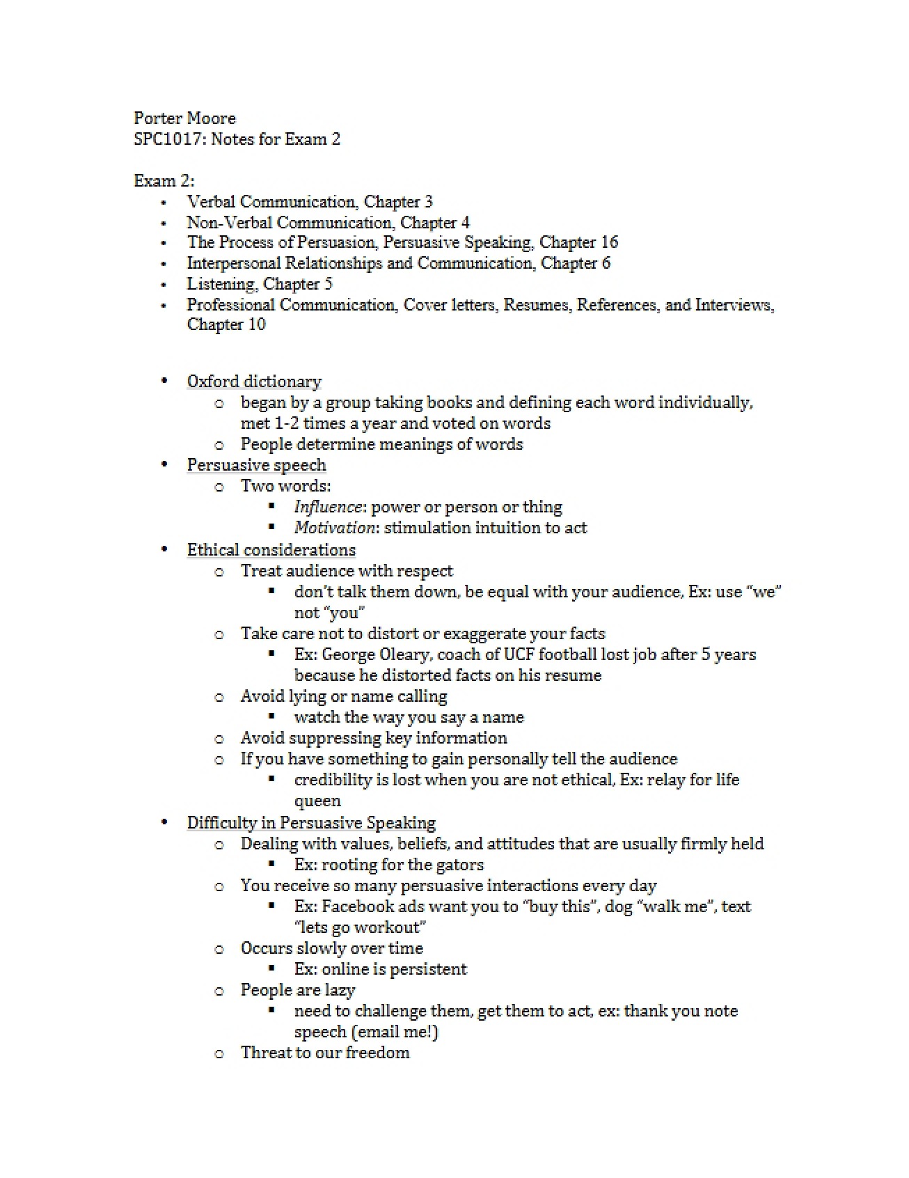 Notes for Second Exam