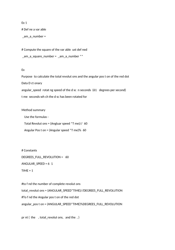 Calculating Square and Angular Variable Values