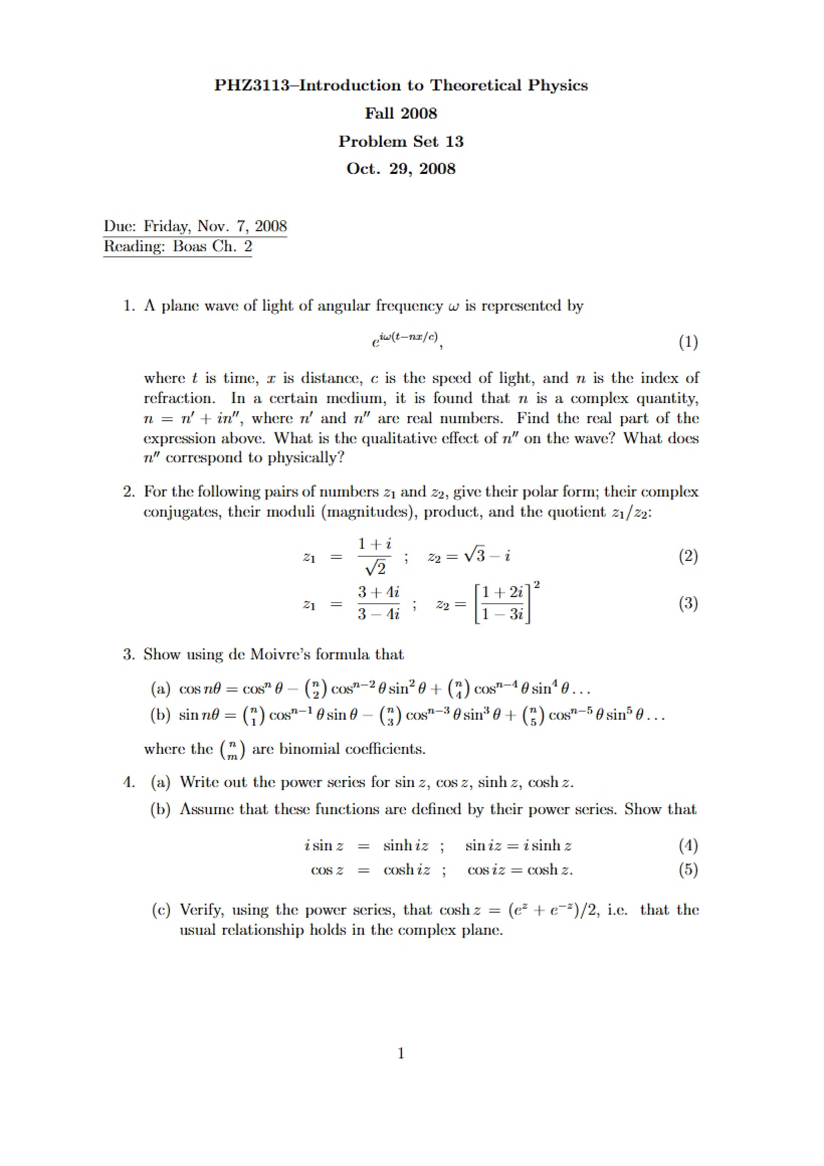 Thirteenth Problem Set