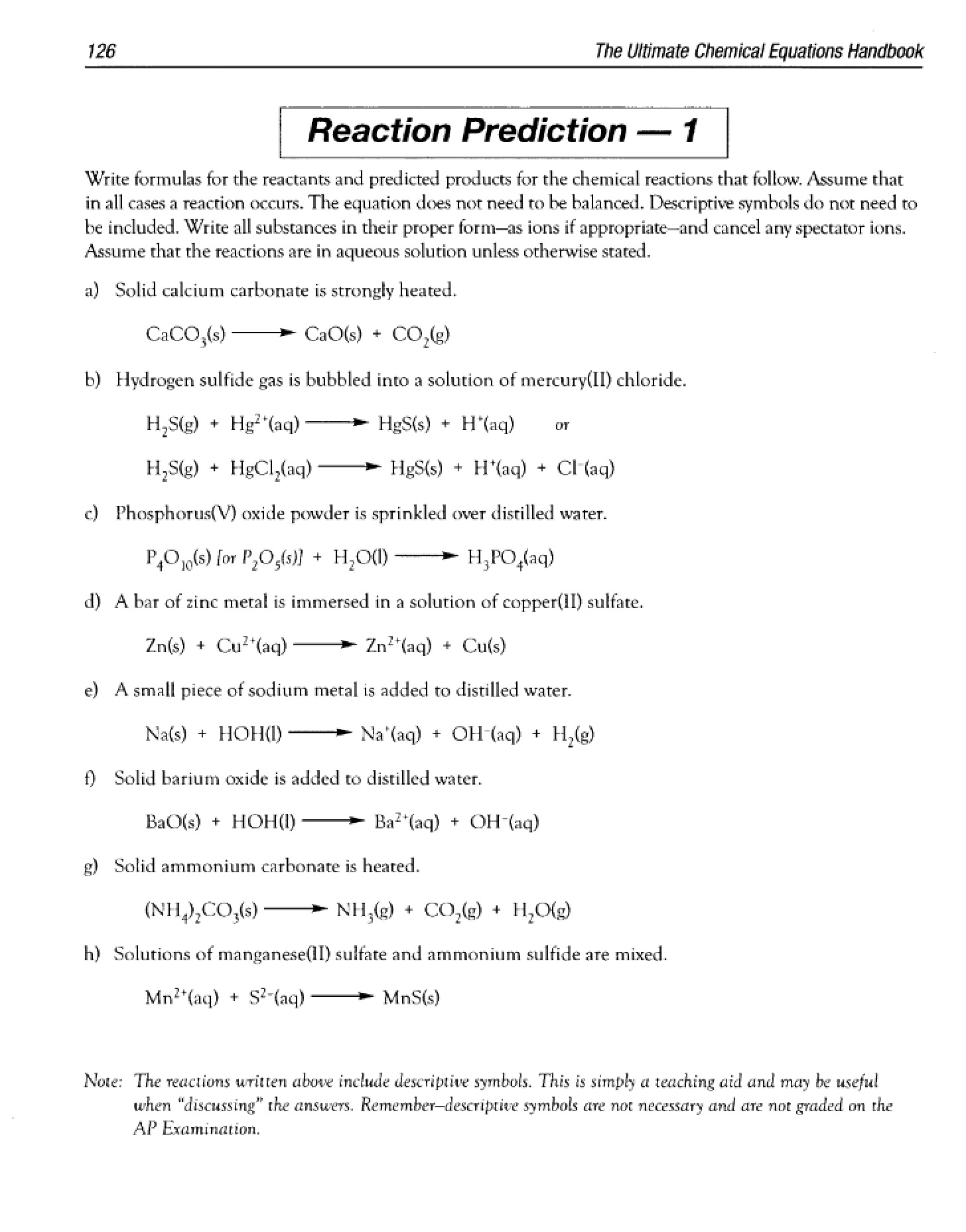 Predicting Reactions