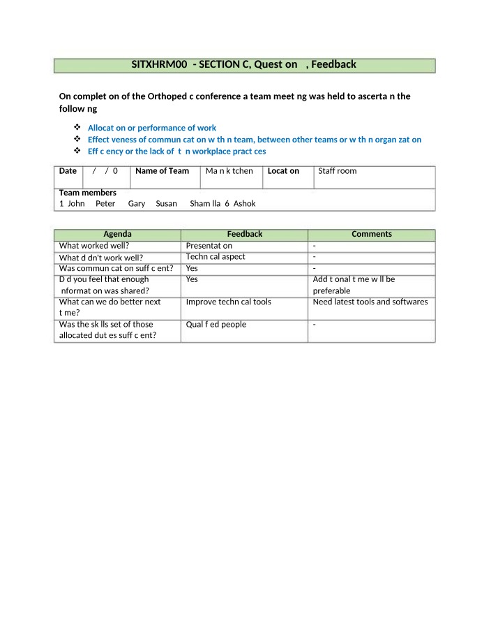 Efficiency and Communication in Workplace Practices