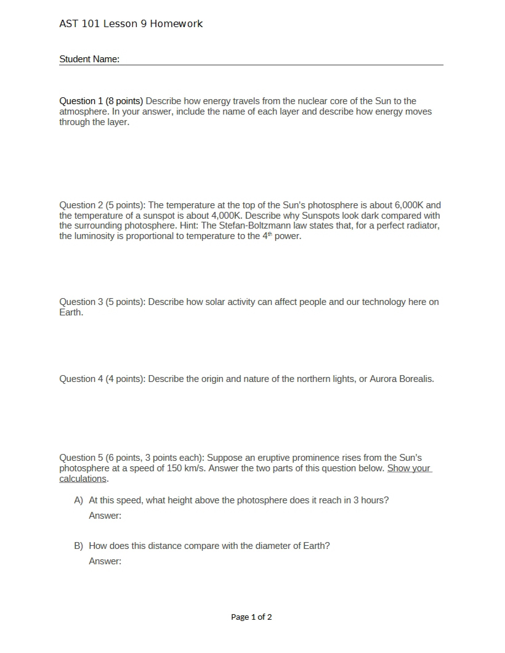 Homework for Lesson 9