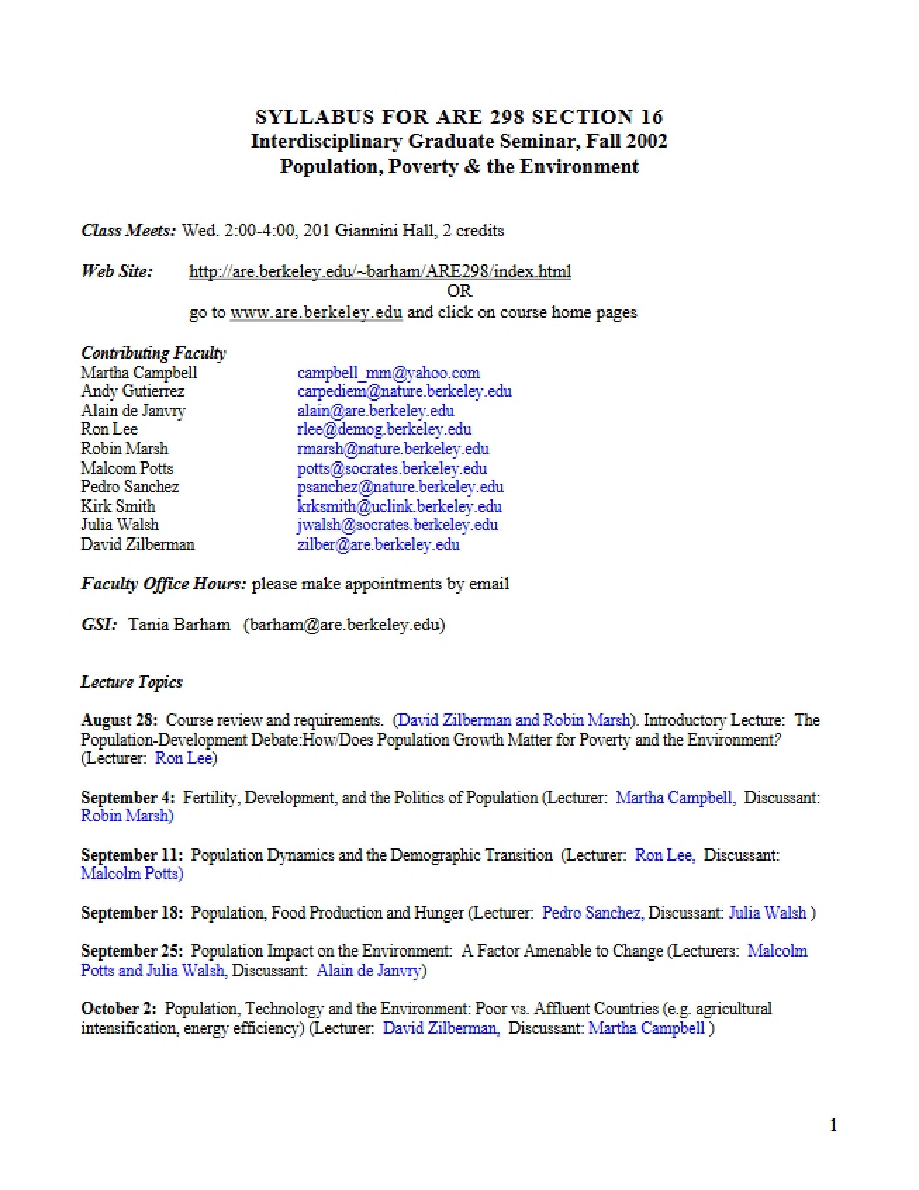 Graduate Special Study Syllabus