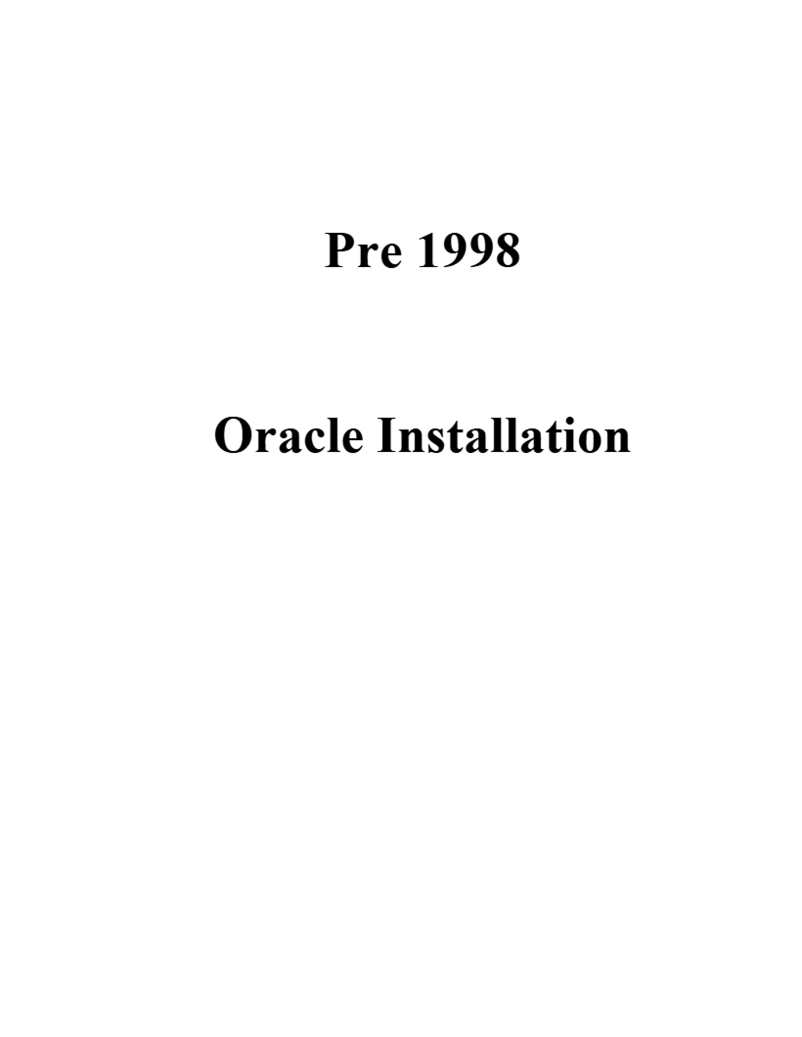 Installation of Oracle
