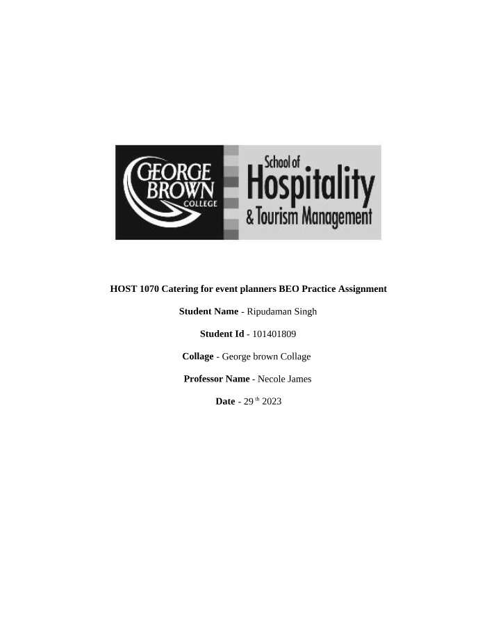 BEO Practice Assignment for Event Planners