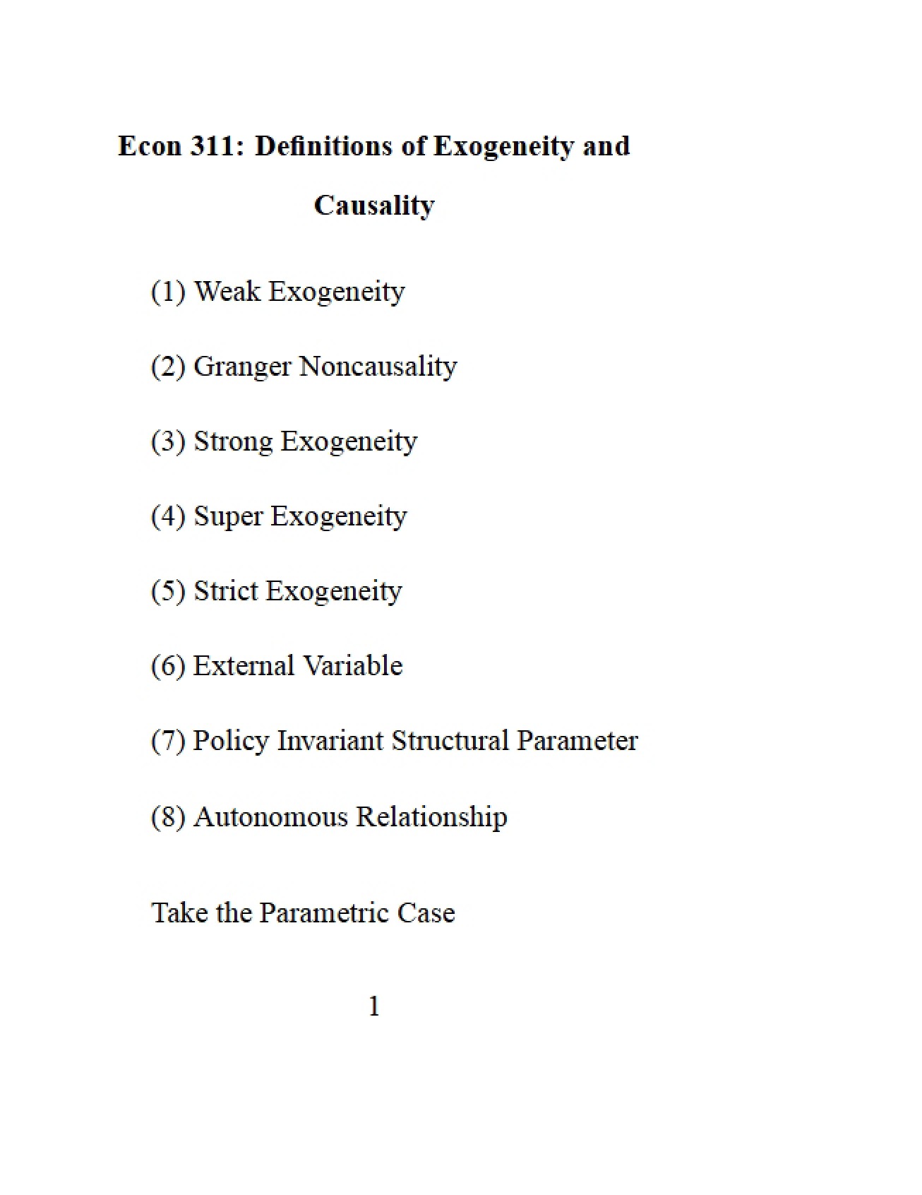 Exogeneity and Causality Definitions