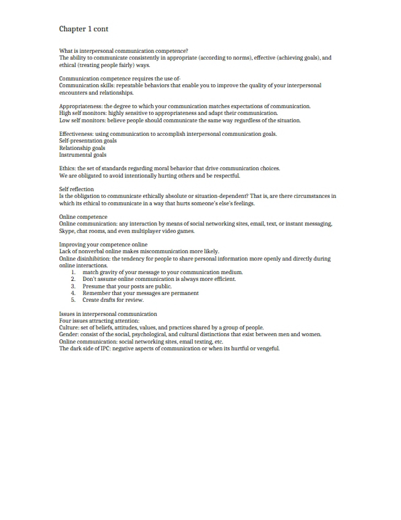 Competence in Interpersonal Communication