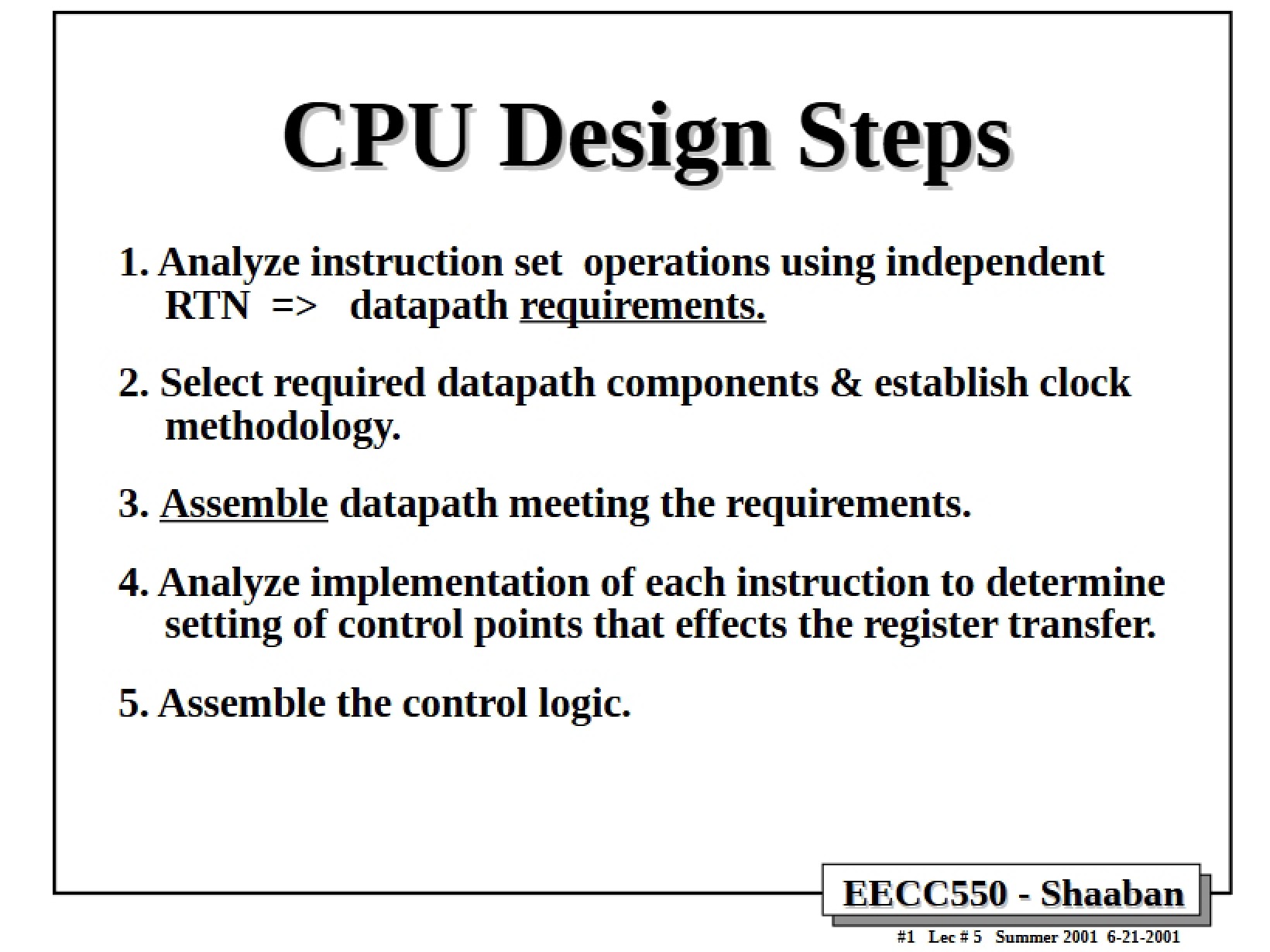 Steps for Designing CPUs - Computer Organization