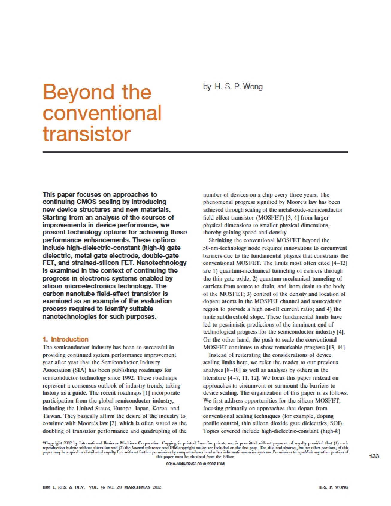 Examination of the Future of the Conventional Transistor