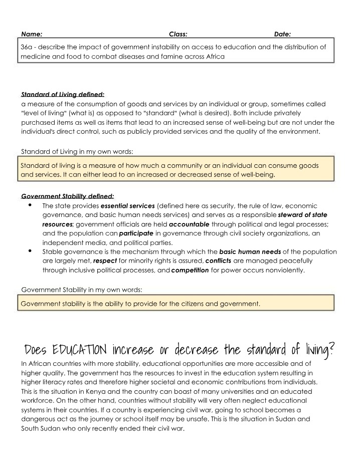 Impact of Government Instability on Education and Disease