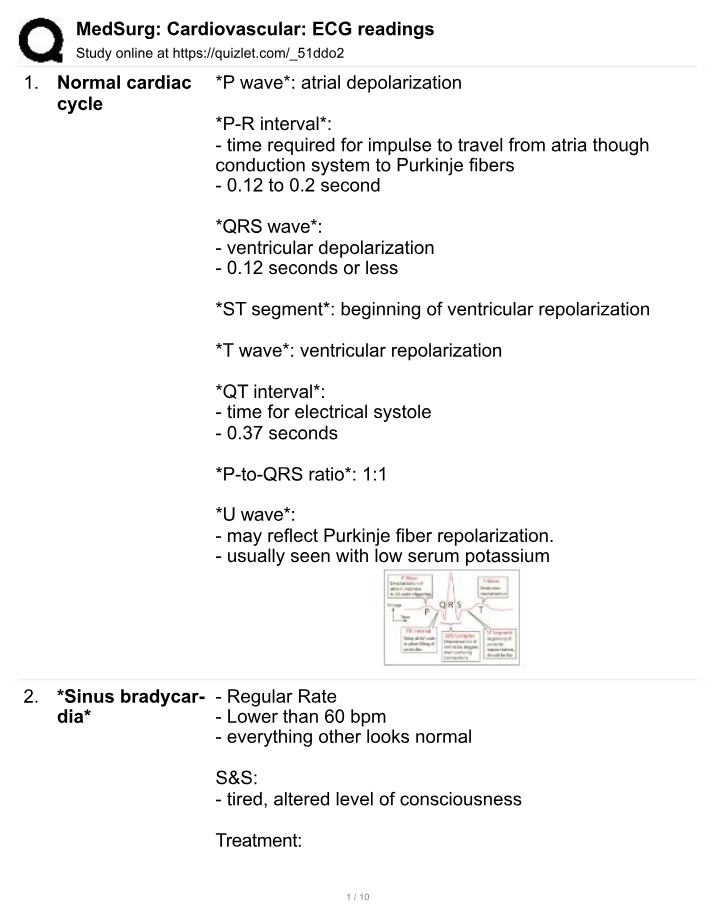 Cardiovascular ECG Readings for MedSurg