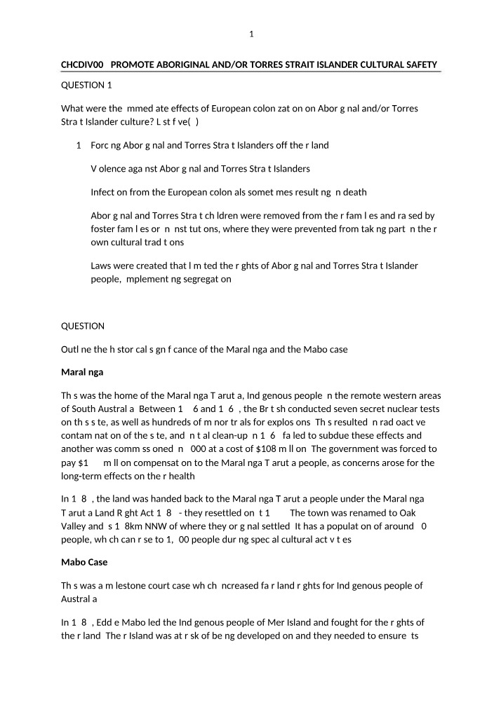 Cultural Safety Notes (CHCDIV002)