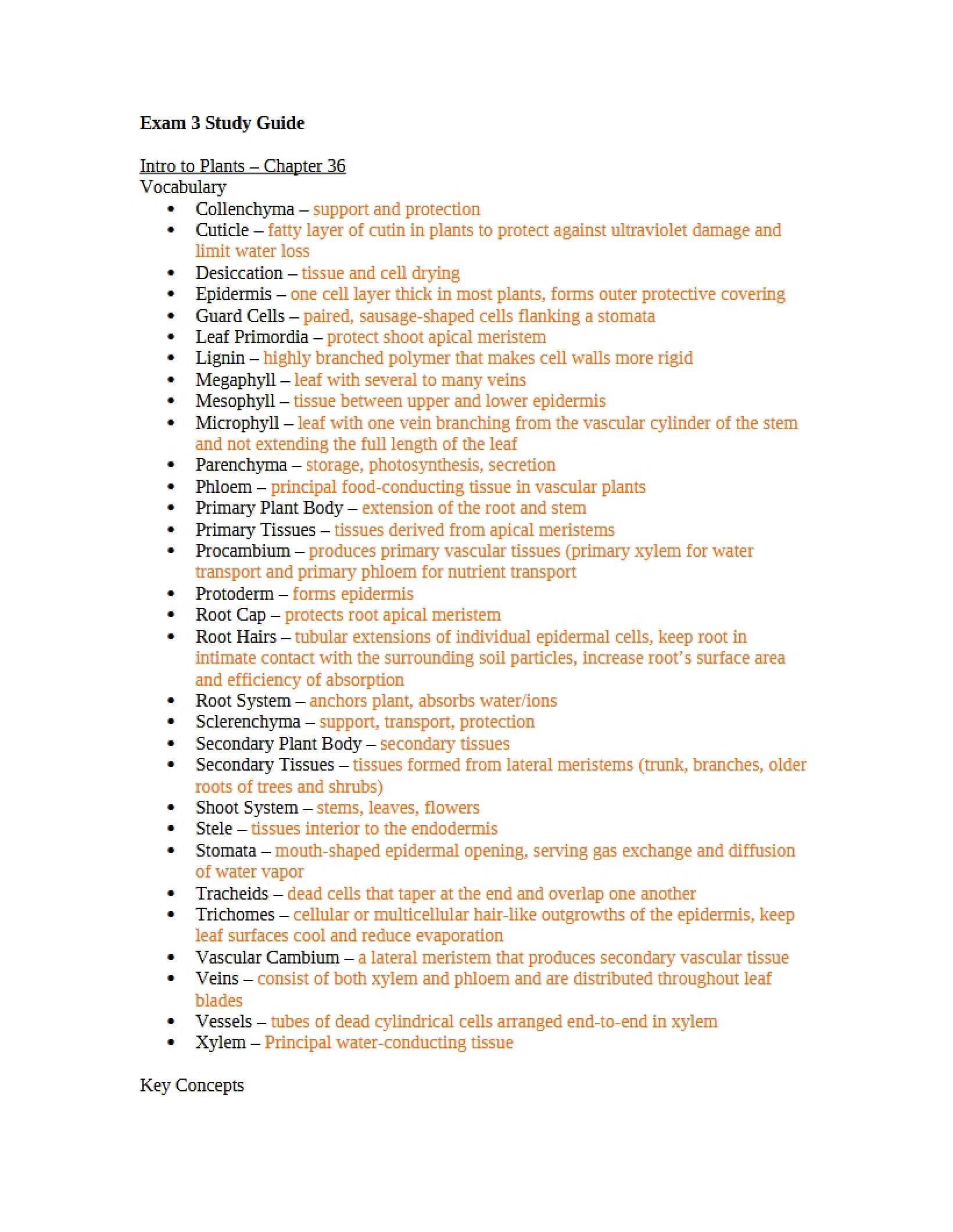 Guide for Third Exam on Life Diversity