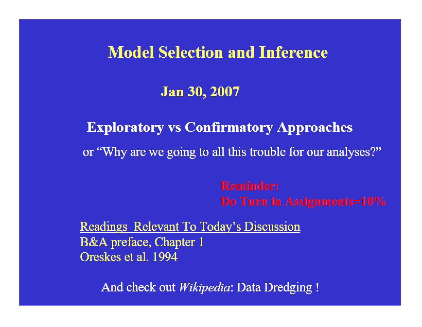 Inference and Model Selection