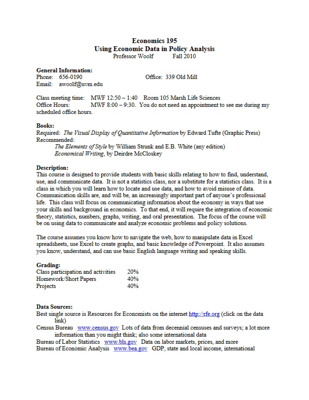 Money and Banking Lab Course Syllabus