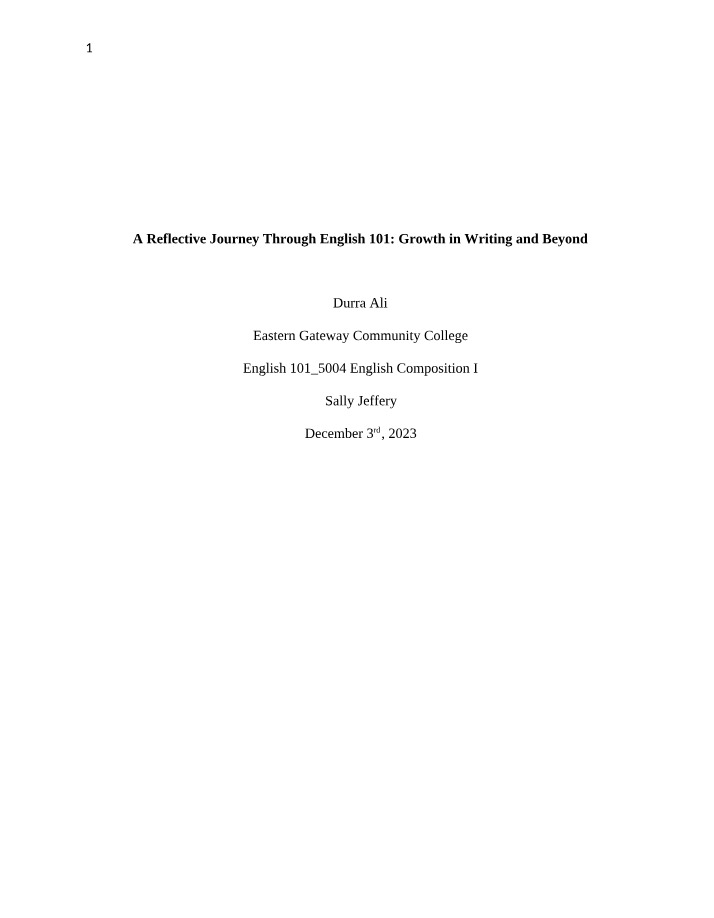 Final Reflective Essay