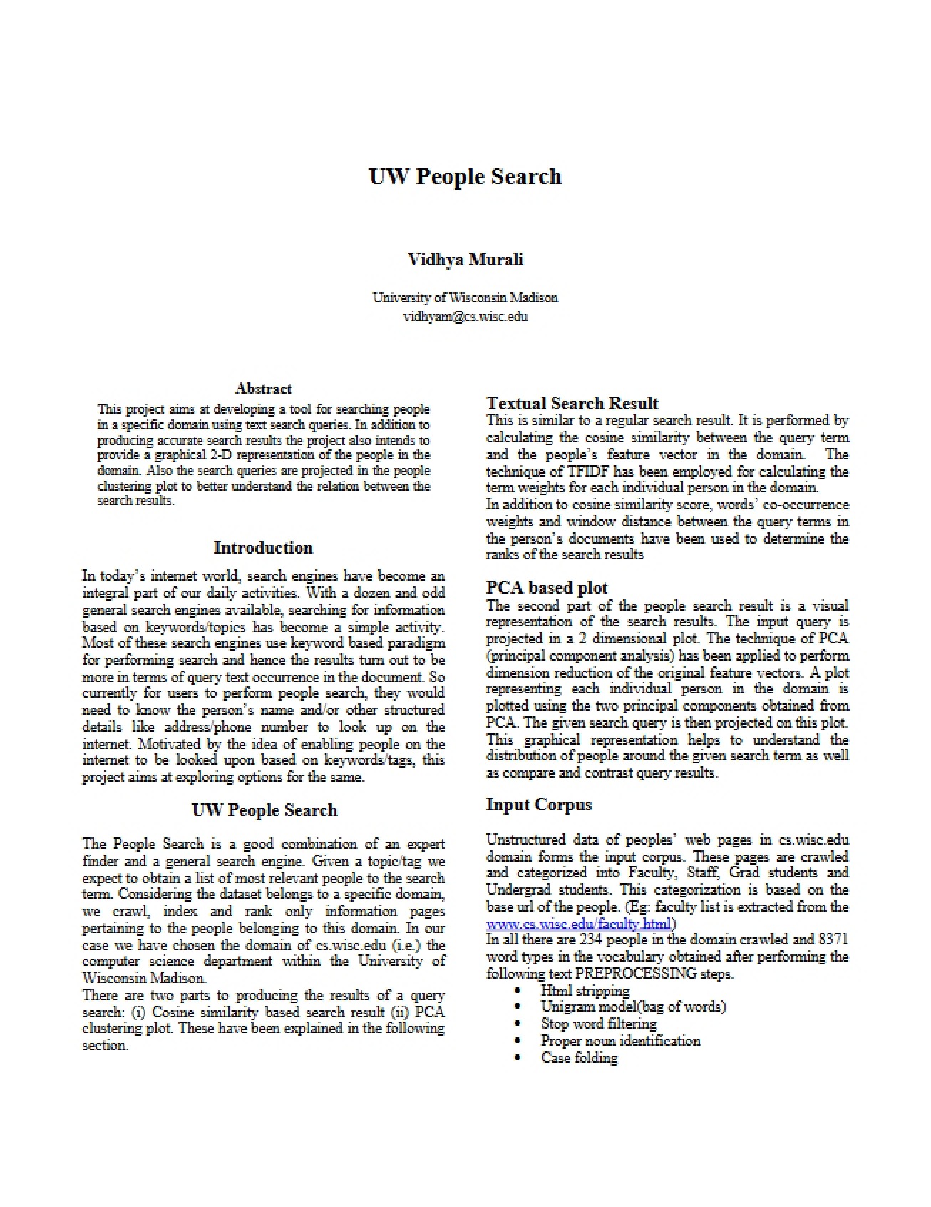 People Search at UW