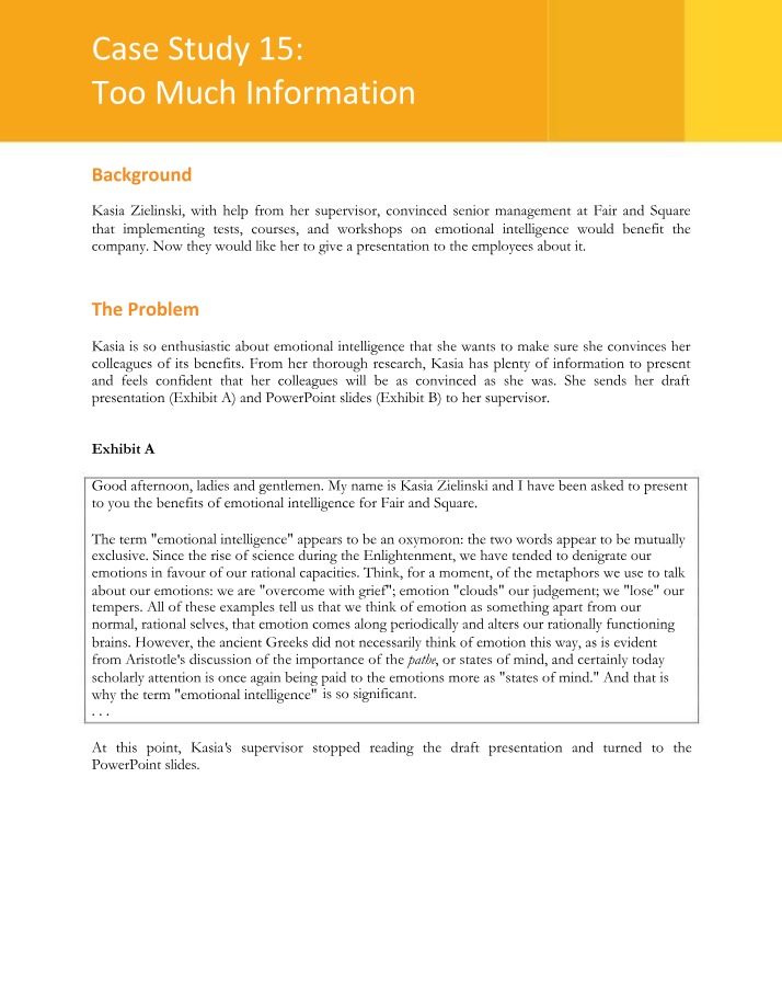 Too Much Information - Case Study 15