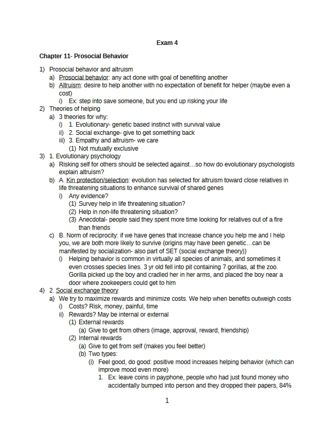 Prosocial Behavior Analysis Chapter Eleven