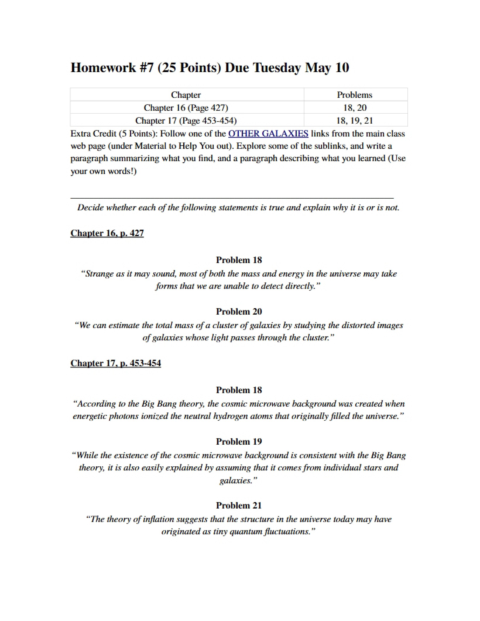 Seventh Homework