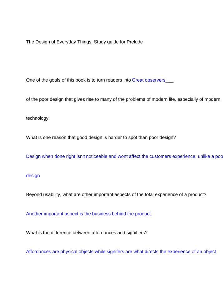 Study Guide for The Design of Everyday Things - Prelude