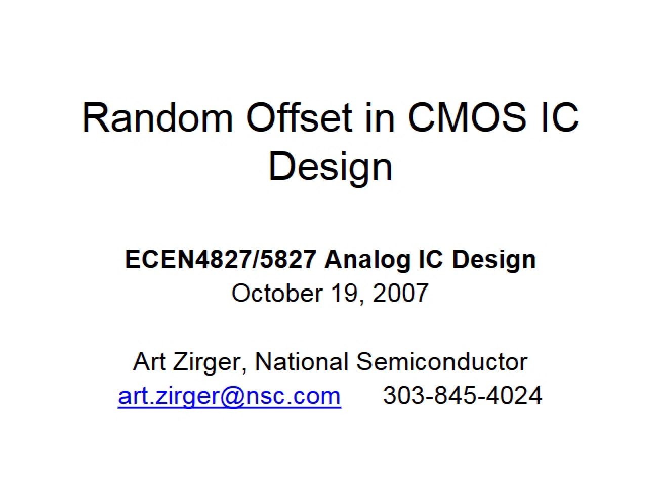 Random Offset in CMOS Integrated Circuit Design
