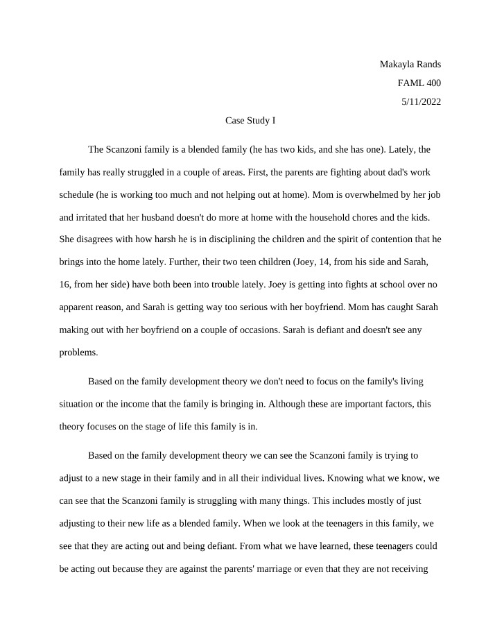 FAML400 Case Study I