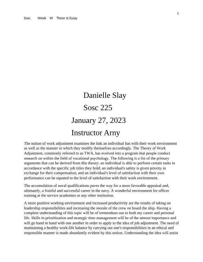 Theorist Essay - SOSC 225 Week 3