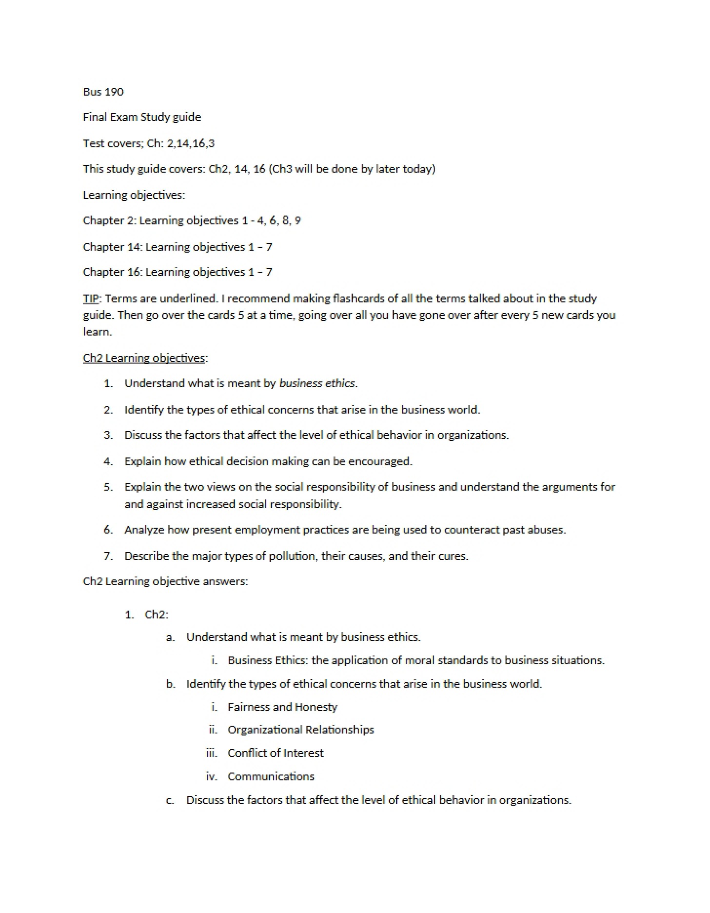 Final Exam Preparation Guide