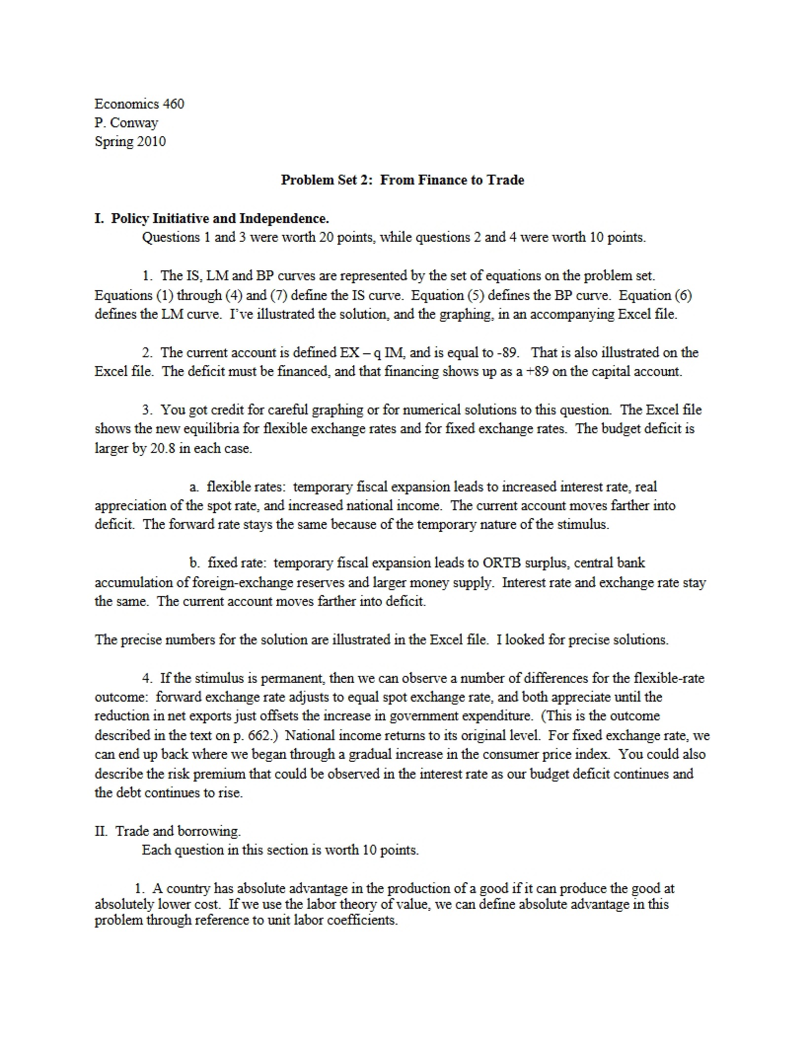 Finance to Trade Second Problem Set