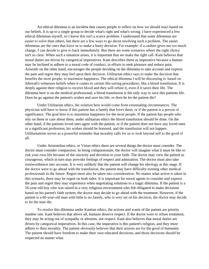Resolving Ethical Dilemmas - A Closer Look at Kantian Perspectives