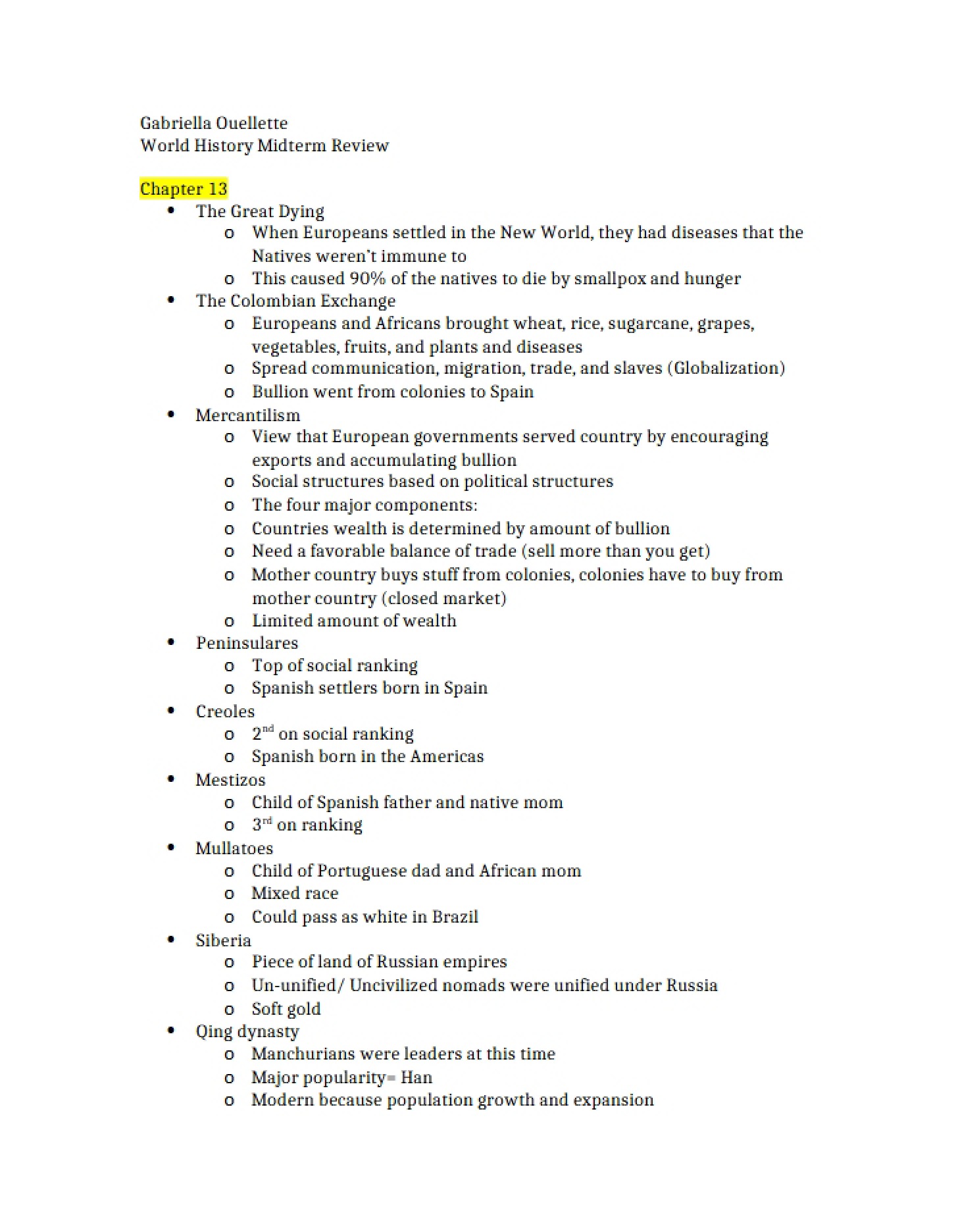 Midterm Review World History
