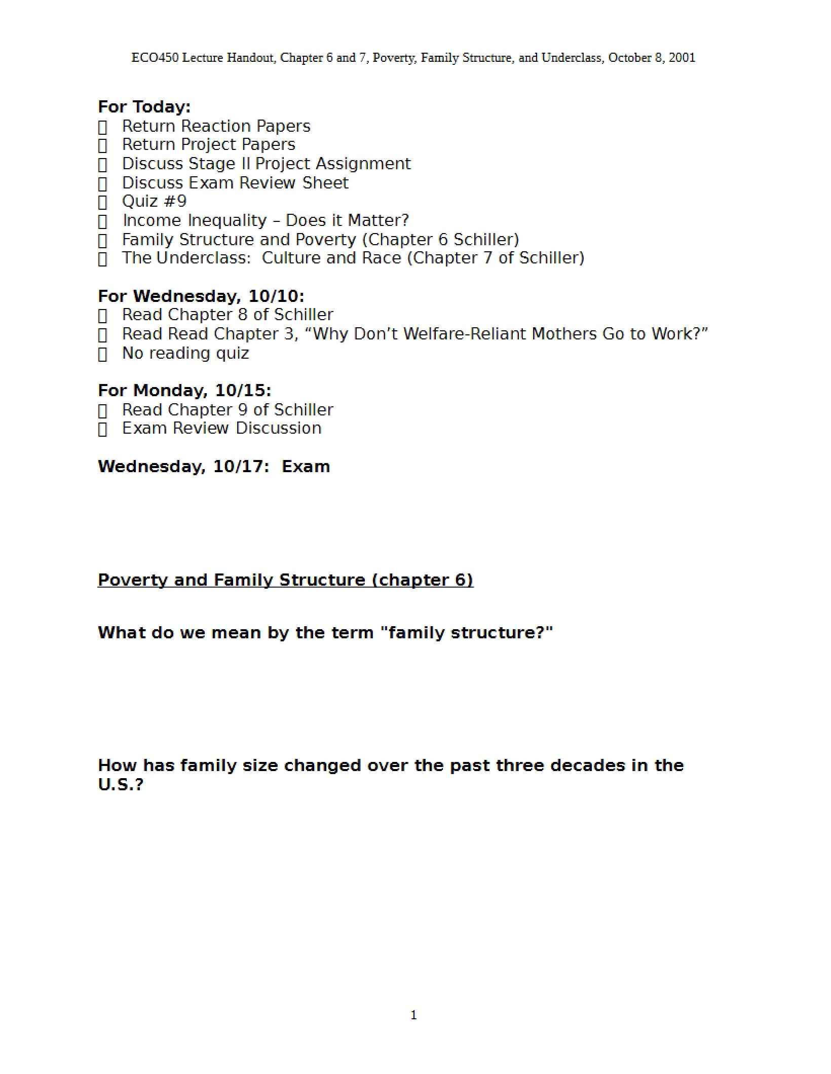 Underclass, Family Structure, and Poverty