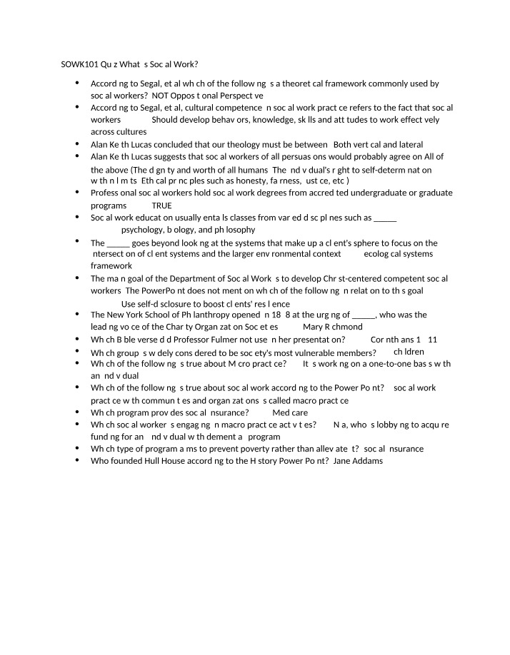 What is Social Work Quiz