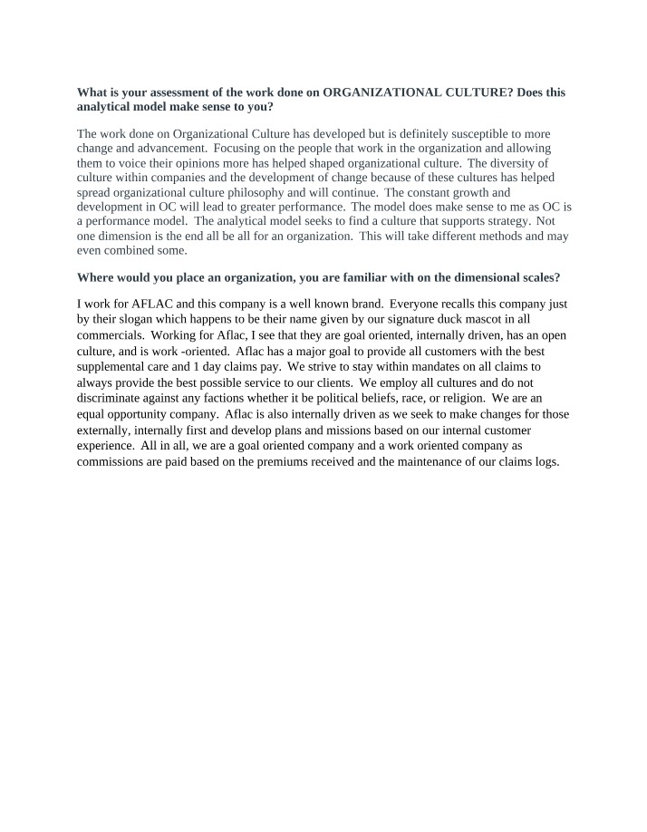 Globalization and Organizational Culture - Week 9 DQ