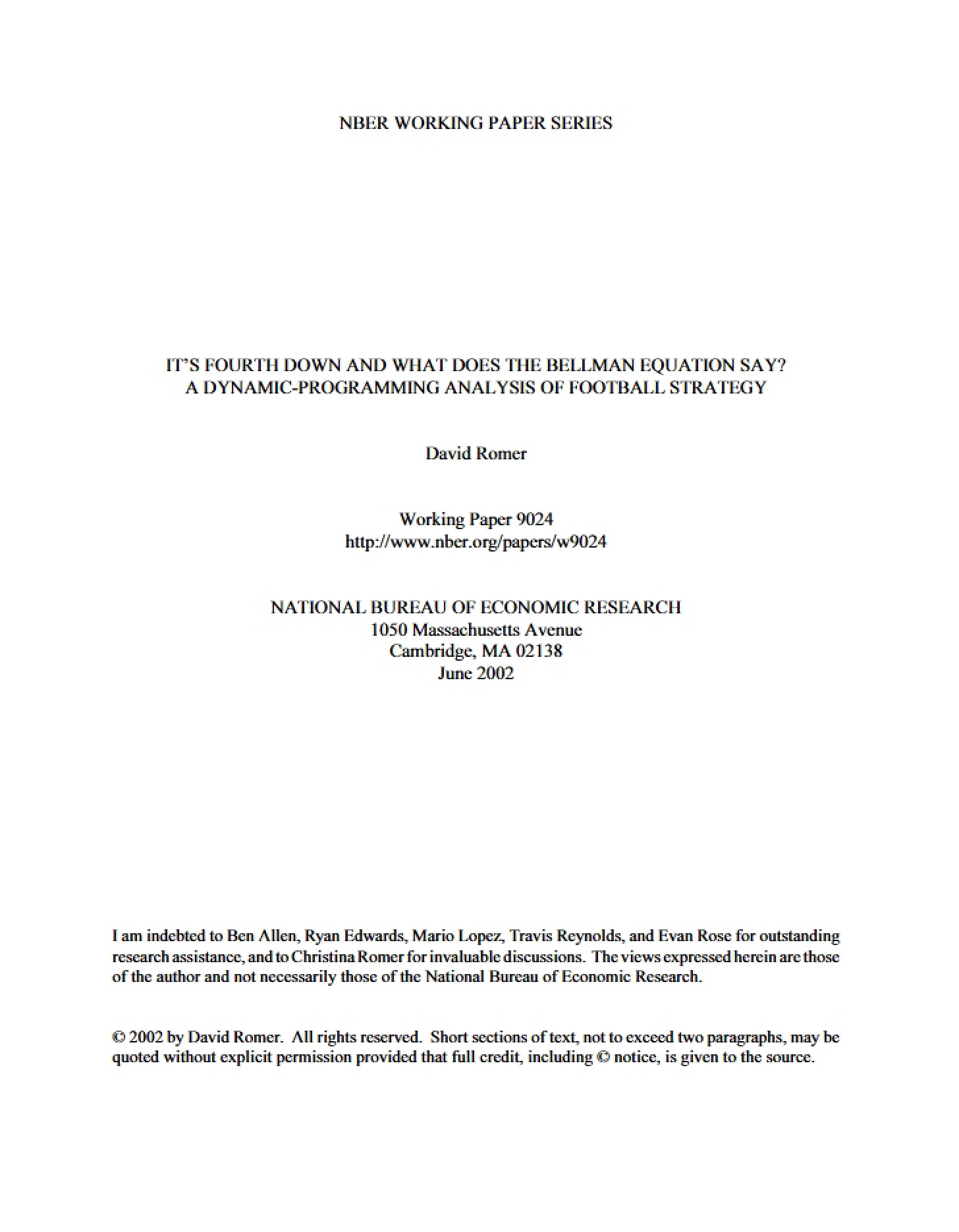Football Strategy A Dynamic-Programming Analysis