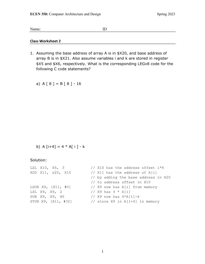 Worksheet 2 for Class
