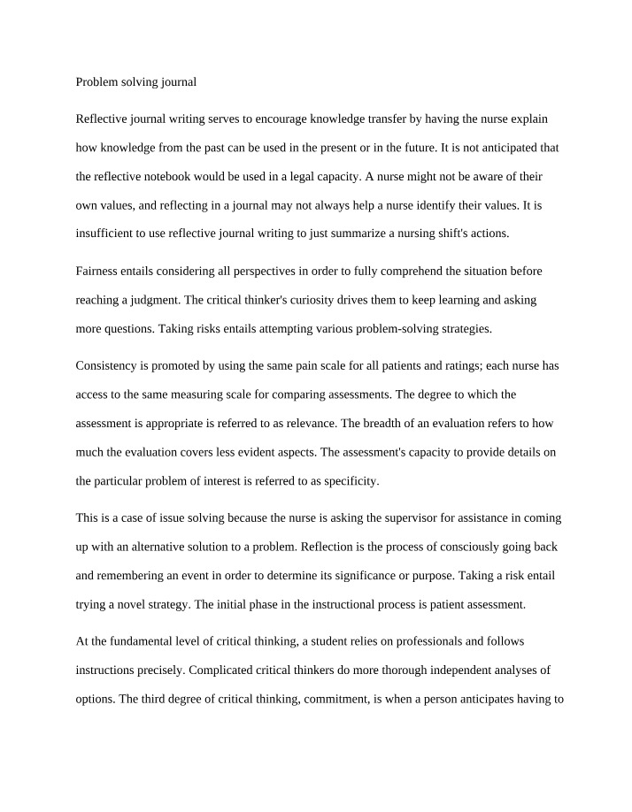 Reflective Journal for Enhancing Critical Thinking Skills