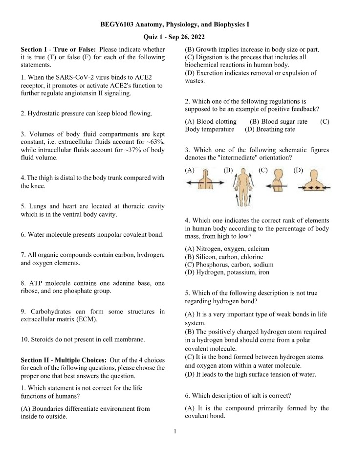Quiz Number 1